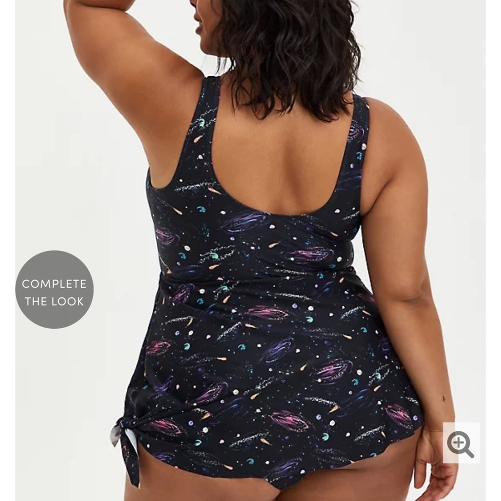 Torrid Galaxy Asymmetrical Tie Swim Dress - Picture 4 of 5